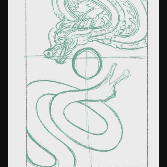 A video showing part of the design and drawing process of the double dragon hong bao design. 