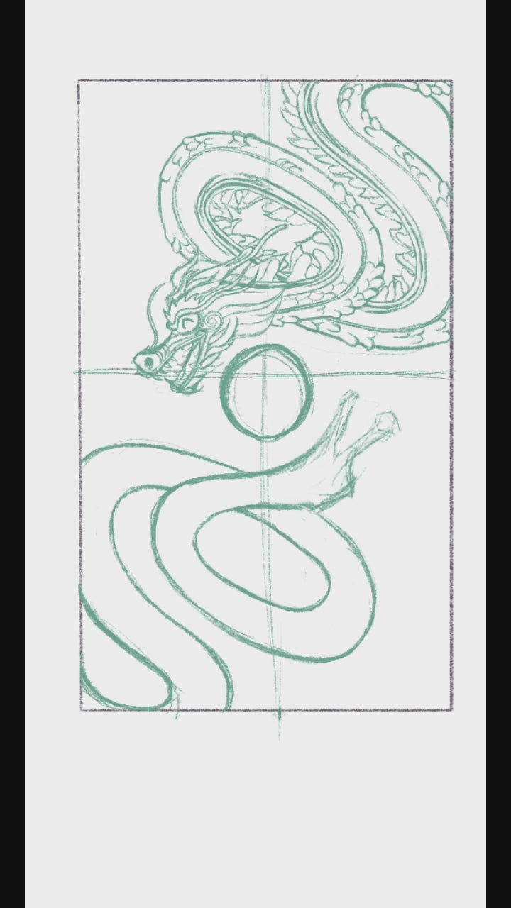 A video showing part of the design and drawing process of the double dragon hong bao design. 